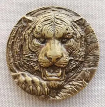 Rafinat tigru mare medalie de bronz, zodia tigru medalie comemorativă, cu diametrul de 60 mm, alamă.