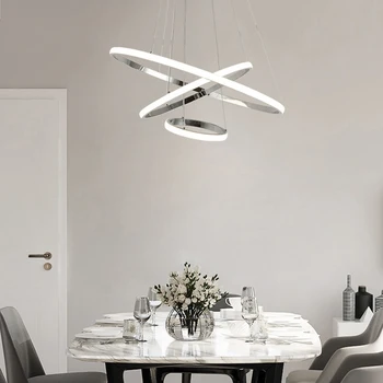 De lux LED Crom Inel Pandantiv Lumină Moderne, Creative, Candelabru pentru Dinningroom Living Deco Restaurant Lumină Luciu Pandantive