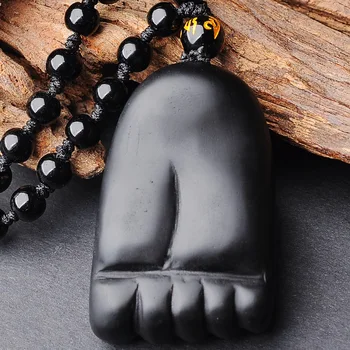 Naturale Obsidian Negru Picior Colier Pandantiv Jad Chinezesc Sculptat Moda Farmec Bijuterii Accesorii Amuleta pentru Barbati Femei Cadouri