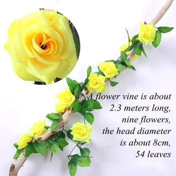 235cm 9 Flori de Simulare a Crescut de Viță de vie de Flori Trandafiri Flori Artificiale Crăciun Coroană de Flori False Fermă Decor pentru Totdeauna Rose