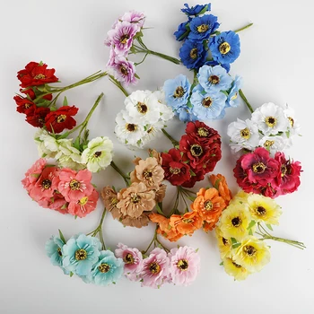 6 bucati flori Artificiale pentru nunta flori decorative coroane de flori false flori de Cires vaze decor acasă cutie de cadouri de crăciun