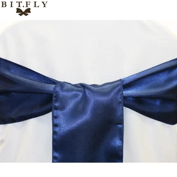 1buc Decor Nunta Scaun Eșarfe de mătase Tiffany Blue Gold Satin Scaun Eșarfe Papion pentru Hotel Căsătorie Scaun Banchet Arc