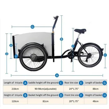 Pedala Electric Cargo Bicicleta cu 3 Roti olandeză Adult Tricicleta Familie de Biciclete de Copii ai Străzii Scuter de Vanzare Personalizate