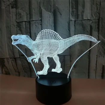 Dinozaur 3D Led Lumina de Noapte În 7 Culori LED-uri Lampa de Birou USB Touch de la Distanță de Vizualizare Uimitoare Iluzie Optică Copil Cadou