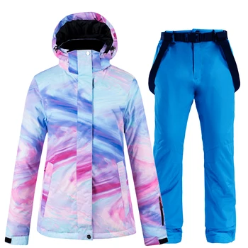 Noua culoare cald gros costum de schi pentru femei vânt și impermeabil în aer liber zăpadă sacou și pantaloni costum de schi și snowboard purta
