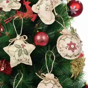 16 Pc-uri de Crăciun Pânză groasă de sac Copac Agățat Decor de Crăciun Copac Mingea în Formă de Decor pentru Petrecerea de Craciun,4 Stiluri