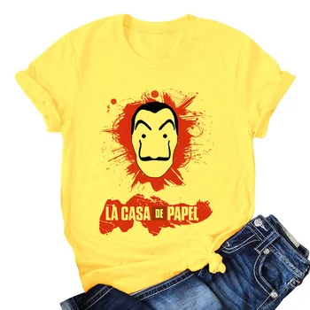 Maycaur Casa De Hârtie Roz Tricou Nou Bani Jaf Femei La Casa De Papel Tricou Amuzant Topuri de Moda Haine de Femeie T-shirt