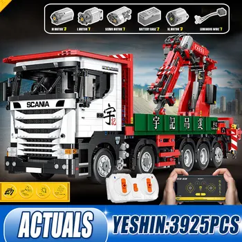 Yeshin YC-GC008 APP Tehnice Model de Masina Mare Scania Camion cu Macara Camion Blocuri de Constructii Montaj Caramida Jucarii Copii, Cadouri de Ziua de nastere