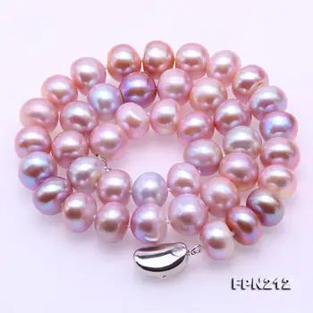 Perle unice Magazin de bijuterii Perfect Naturale Violet Mare AA 11.5-12.5 MM Real de apă Dulce Pearl Colier Pentru Femei Argintiu Incuietoare
