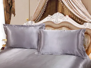 De lux Pure color simulare de mătase satin satin clothbed set queen-size 4buc moda Confortabil Regele pernă de pat, pilote