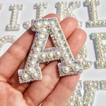 A-Z Pearl Stras engleză Alfabet Scrisoare Coase Pe Patch Insigna 3D Handmade Litere Autocolante Cârpă de Sac Pălărie Blugi Aplicatiile DIY