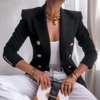 OneLineFox Solid Slim Toamnă Femeie Sacou Elegant Singur Pieptul Munca De Birou Doamnă Haina De Iarna 2020 Moda Uza Femme Veste