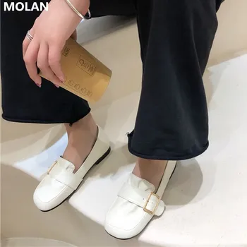 MOLAN Designer de Brand 2021 Primăvară de Moda Noua Deget de la picior Pătrat Femei Apartamente Slip On Mocasini Socofy coreean Pantofi Încălțăminte Doamna Mocasin