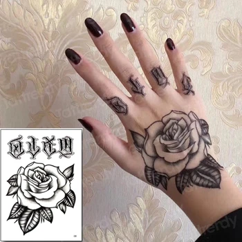 Mandala Floare Trandafir Tribal Negru Henna Tatuaj Temporar Mână de Decorare Autocolant pentru corp de nunta decor de halloween tatuaj fals