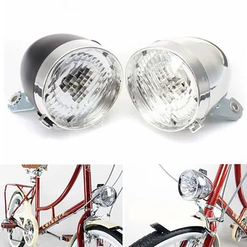 Retro Vintage Biciclete 3LED Fața de Lumină a Farurilor de Siguranță de Avertizare Lumina de Noapte cu Bicicleta Decor Negru Argintiu