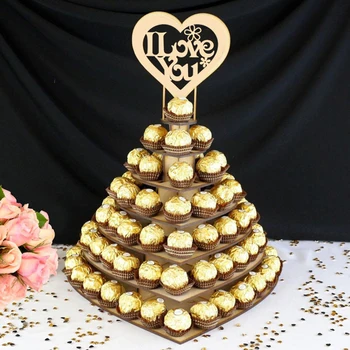 Mr & Mrs / Te Iubesc Din Lemn Bomboane De Ciocolată Inima De Nunta Centrală Display Stand Titular Pentru Decor Nunta Masa Decor De Masă