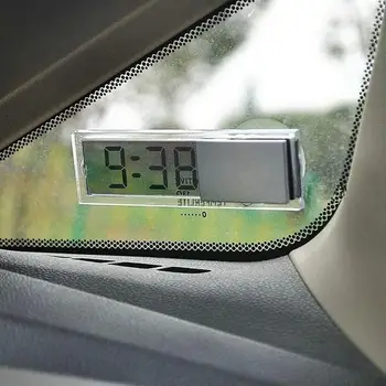 Masina Ceas Electronic Mini Transparent Display LCD Digital cu Fraier Sticlă Ornamente Auto