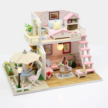 Multifunctional Interactiv Realist Atractiv DIY-Uri in Miniatura Casa Papusa Model de Mobilier din Lemn Constructii Blocuri Jucarii