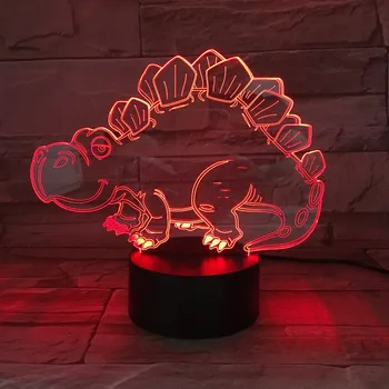 Dinozaur 3D Colorate Lumina de Noapte În 7 Culori Schimbare Stereoscopic Iluzie Vizuală Lampa USB 3AA Baterie LED Lumina Decor Copii Cadou