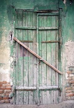HUAYI verde ușă de lemn și și-a spart un perete de beton fotografie fundal adult iubitorii artistice portrai fundal foto D-5786