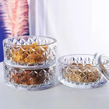Cristal Transparent De Sticlă De Stocare Borcan Bomboane Organizator Recipient De Sticlă Cookie Nuci Alimentele Cutie De Depozitare Interior Decor De Masă
