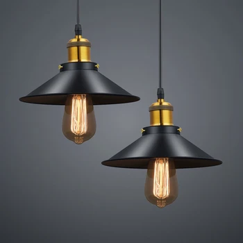 BDBQBL Epocă de Fier Lumini Pandantiv 110-240V Negru Fusta Forma E27 Lampă de Agățat Metal LED-uri Retro Hanglamp pentru Living Sala de Mese