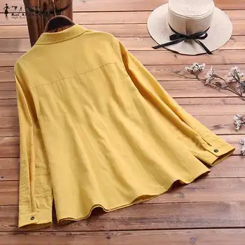Plus Dimensiune 2021 Femei de Primăvară, Tricouri Casual ZANZEA Lenjerie Elegant, Bluze cu Maneca Lunga Blusas de sex Feminin Buton Rever Tunica Topuri Combinezon