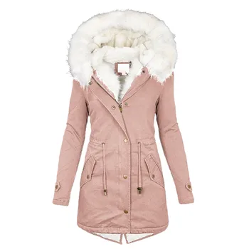 2021 Iarna pentru Femei Jachete Calde cu Gluga Gros Căptușit Îmbrăcăminte exterioară Guler Mare Jachete Одежда Из Хлопка