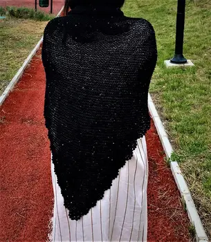 De 100 %Realizate manual Femeie Moale Eșarfă Folie de 85% lână iarna proteja de frig negru unic de moda tradițional unic
