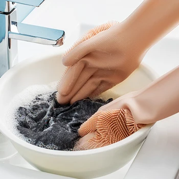 1 Pereche De Bucatarie Din Silicon De Spălat Vase Mănuși Durabil Mănuși De Curățare De Spălat Vase Scruber Bucătărie Instrumente De Curățare