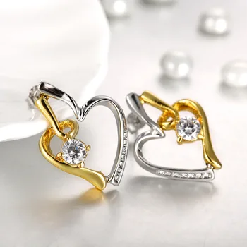 ARUEL Inima de Aur Romantic Stud Cercei Moda Fete Alb Cristal Bijuterii Iubitor Cuplu de Valentine ' s Day cele mai Bune Cadouri