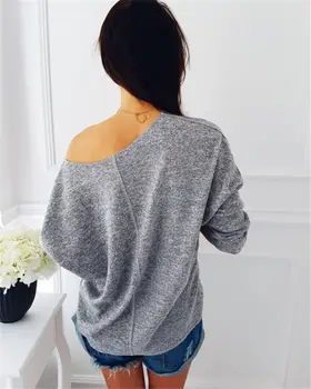 2018 Nou Brand De Bumbac Solide Femei Femei Cu Maneci Lungi Tricotate Jumper Pulover Tricotaje