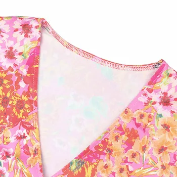 40# Boeme rochie de Vara pentru Femei de Moda Print Short Sleeve V-Neck Talie Split Rochie de rochie de la Jumătatea Vițel платье летнее женское