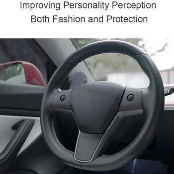 Lucioasă Real Fibra de Carbon pentru Tesla Model 3 2017-2020 Volan Buton de Acoperire Tapiterie Auto Cadru Interior Accesorii pentru Decor