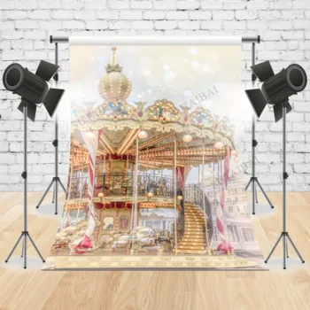 Fantezie Carousel Vis Polka Dot Lumina Bokeh-Fotografie Fondul Copil La Petrecerea De Ziua De Fundal Pentru Studio Foto