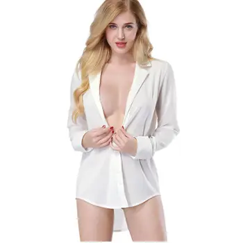 Doamnelor Sexy Alb Rochie de Noapte cu Maneca Lunga Femei V-neck îmbrăcăminte de noapte Pentru Femei camasa de noapte Plus Dimensiune Cămașă de noapte Homewear