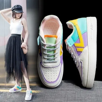 Primavara/Toamna Noi Falt Pantofi Femei Moda Retro Adidasi Femei Amestecat Culori Dantela-Up Low Cut Designer De Pantofi Pentru Femei De Înaltă Calitate