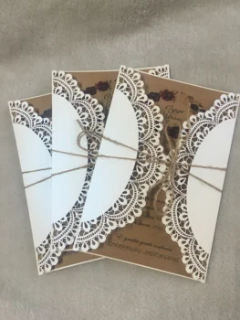 De lux new sosire dantelă albă cu laser tăiat hârtie invitatie de nunta carduri