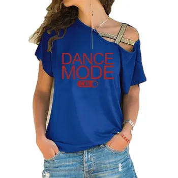 Modul de dans pe Scrisori de Imprimare tricou Femei din Bumbac Casual tricou Pentru Doamna Fata Neregulate Oblic Cruce Bandaj Top Tee Hipster Tumblr