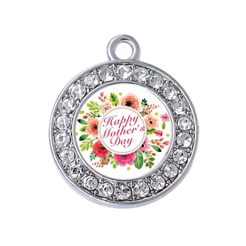 En-Gros De Moda Noua Personalizate De Design Placare De Argint Floare De Cristal Fericit Ziua Mamei Farmece Pentru Mama Mea De Bijuterii