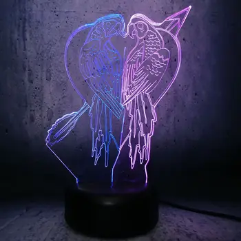 Lampă cu LED-uri O săgeată prin inimă 2bird sărut 3D lava se amestecă culoare dual USB touch bază 7color decor acasă forma de animale de lumină