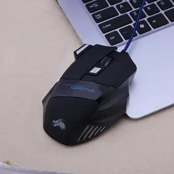 Cu fir Mouse de Gaming Profesionist 7 Butoane Reglabile 5500DPI Cablu USB LED Optic Gamer Mouse-ul pentru Calculator Laptop PC Soareci Negru