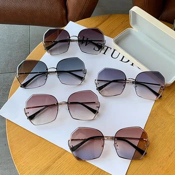Nouă Jumătate-cadru de Epocă de Lux ochelari de Soare Personalitate Creatoare Taie Marginea Cadru Mare, de Înaltă calitate, Glamour Lady Umbra UV400