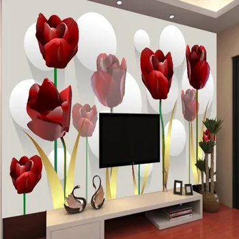 Beibehang Abstract red tulip 3D stereo de fundal de perete camera de zi dormitor tapet tema arta picturi murale tapet pentru pereți 3 d