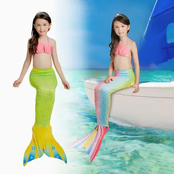 3 buc Copii Sirena de costume de Baie Bikini Fete de costume de Baie a Copilului Port Split, costume de Baie Coada de Sirena Îmbrăcăminte Costume de baie