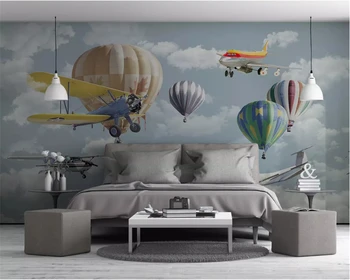 Beibehang Nordic personalitate decorative de perete de hârtie simplă de mână-pictat de aeronave balon camera copiilor fundal tapet 3d
