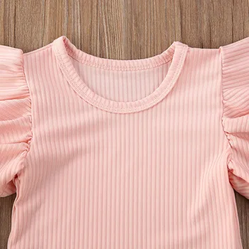 Nou-Născut Fetița Cotton Romper Salopeta Cu Maneci Scurte Haine De Vară Outift Îmbrăcăminte