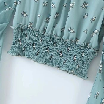 Bine ne luăm JESI Bluza Femei de Moda Valul de Primăvară Elegant Rotund Gât Florale Imprimare Lung mâneci Șifon Vrac se Potrivi Tricou Topuri