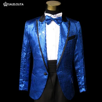 Albastru Gangnam style pasăre stadiul terțiar de performanță Costum de călărie dance cântăreață Costum & Blazer plus dimensiune s-3xl