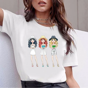 2020 New Sosire Imprimare Scrisoare Fată Drăguță Vogue Femei Tricou Harajuku O-Gat Maneci Scurte Tricouri Vara Kawaii Tricou Femei Tee